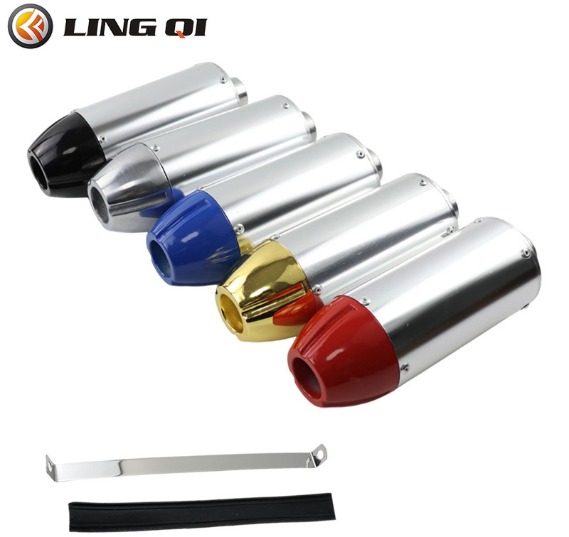 LINGQI Modified Universal Bullet Head Exhaust Pipe Muffler Fit For Dirt Pit Bike Off Road ATV Exhaust Muffler Silencer Pipe