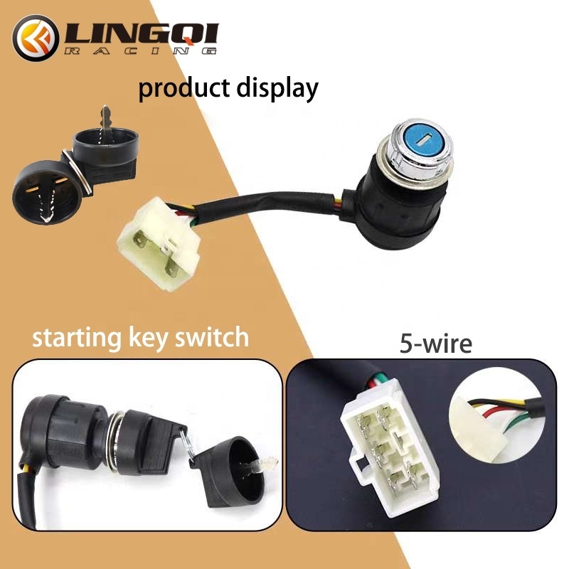 LINGQI Racing 5 Wire 6 Pin Ignition Lock Starter Control Engine Start Switch For Go Kart Dirt Pit Bike ATV Motorcycle