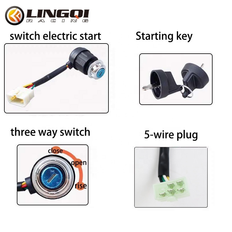 LINGQI Racing 5 Wire 6 Pin Ignition Lock Starter Control Engine Start Switch For Go Kart Dirt Pit Bike ATV Motorcycle