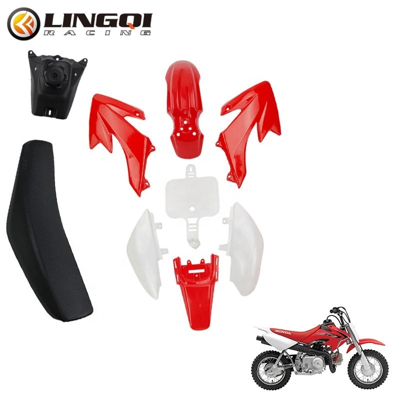 LINGQI Motorbike CRF50 Accessories Plastic Fairing Kits Fuel Tank Leather and Sponge Seat Cushion For Honda Motorcycle Parts