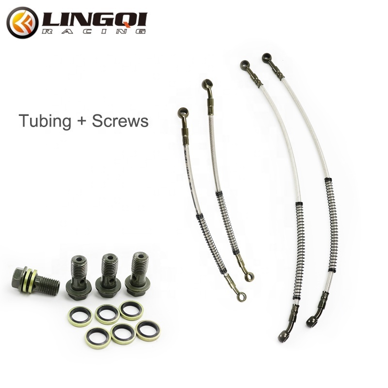 LINGQI Dirt Pit Bike Parts Radiator Kit Steel Oil Cooler Tube With Drain Plug For Motorcycle Monkey Go Kart Street Bike