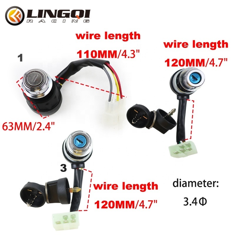 LINGQI Racing 5 Wire 6 Pin Ignition Lock Starter Control Engine Start Switch For Go Kart Dirt Pit Bike ATV Motorcycle