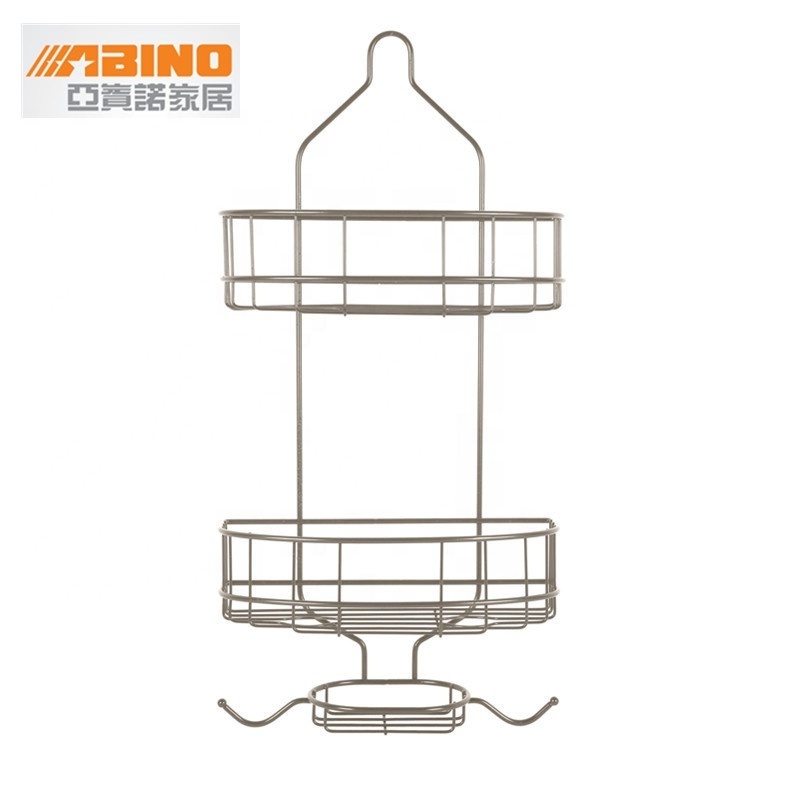 Modern Design Commercial Metal Bathroom Rack Shower Hanging Caddy with Nickel Finish Steel Material for Kitchen Application