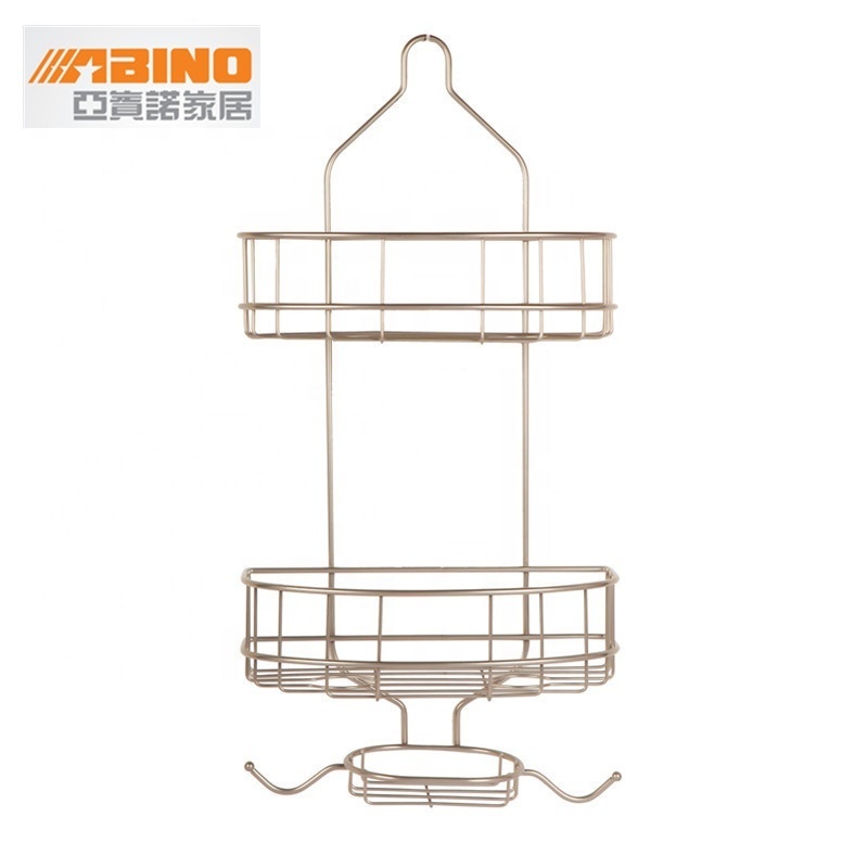 Modern Design Commercial Metal Bathroom Rack Shower Hanging Caddy with Nickel Finish Steel Material for Kitchen Application