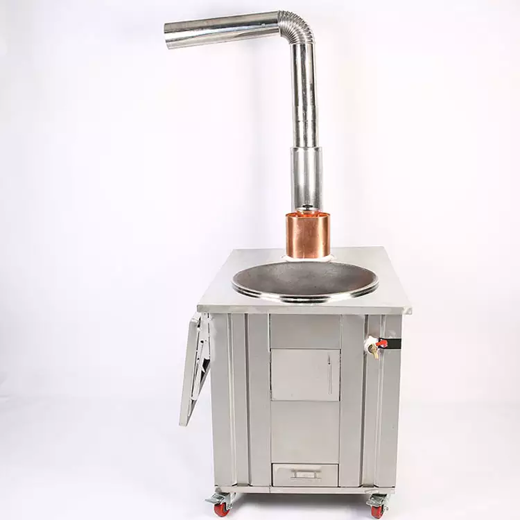 LYROE Commercial Stainless Steel Integrated Body Water Boiling Kettle Folding Table Wood Fire Burning Stove with Chimney