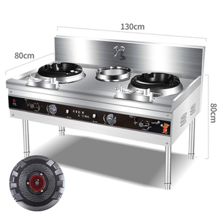 2 burners Chinese Commercial Wok Range With Faucet And Baffle