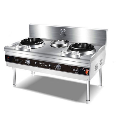 Lyroe Industrial Price Commercial 2 Wok 2 Burner Chinese Restaurant Cooking Equipment Gas Stove With Rotating Faucet