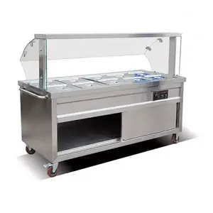 Lyroe Freestanding Restaurant Buffet Electric Thermal Stainless Steel Glass Panel Bain Marie Food Warmer Counter with Cabinet