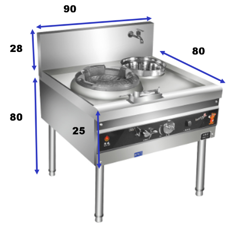 Lyroe 1 Hole Commercial Chinese Wok Range With Faucet And Baffle