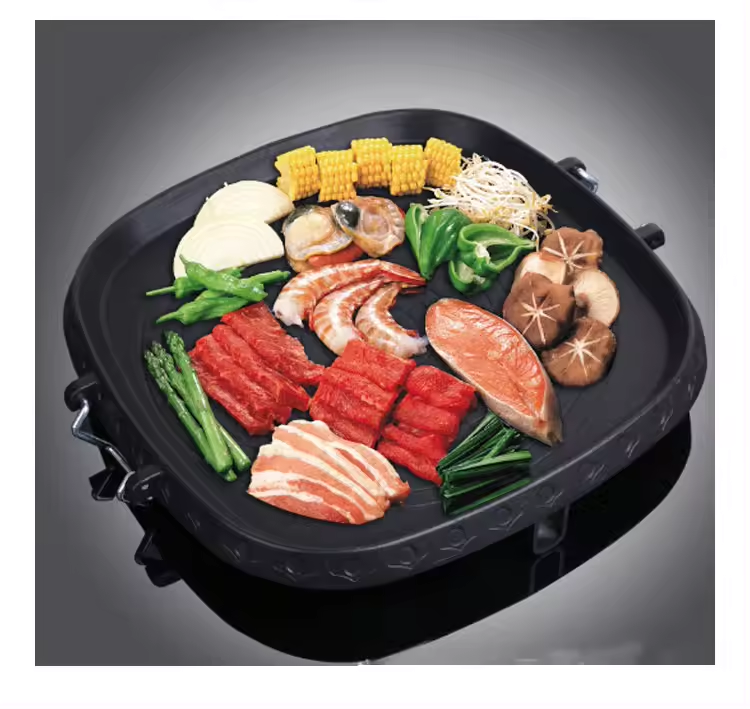 Hot selling non-stick BBQ grill pan household outdoor portable cassette grill barbecue plate camping korean grill pan