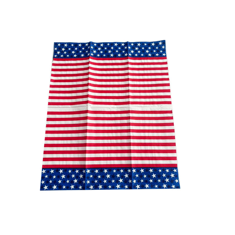 100 Pack 4th of July Paper Napkins Patriotic American Flag Degradable Napkins 6.5'' X 8'' Stars And Stripes American flag