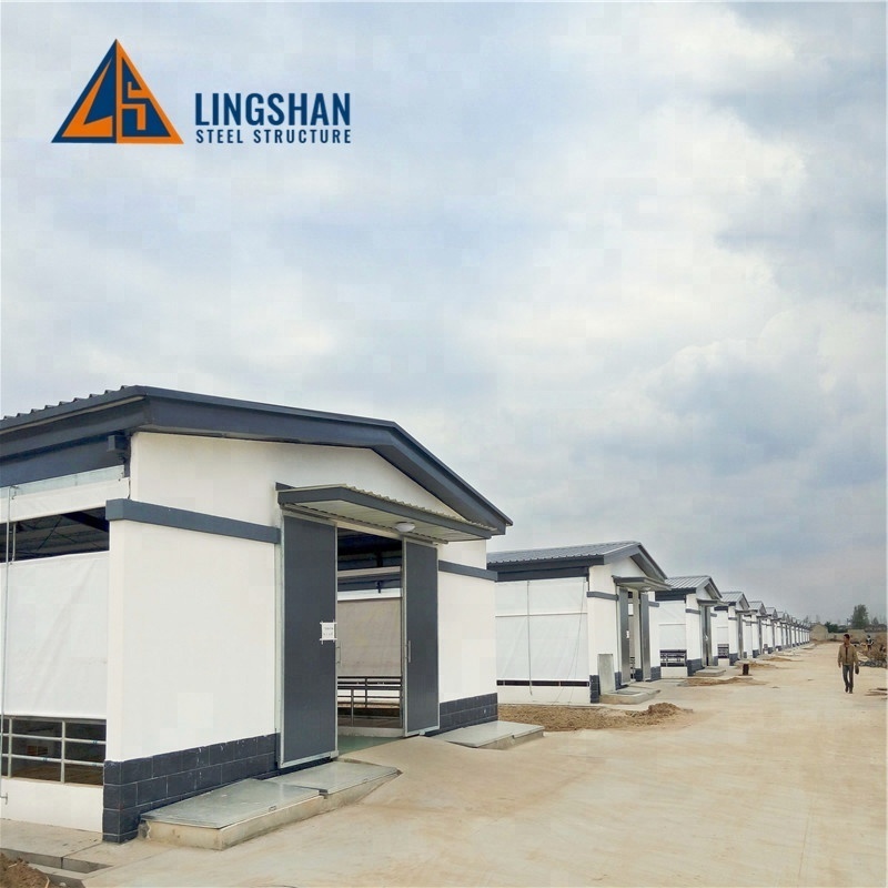 low cost prefabricated steel insulated roof goat sheep shed farming house buildings for sale