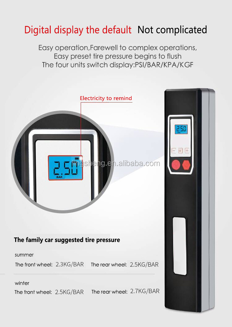 12V Electric tire Pump, Air Compressor Car Tyre Inflator Heavy Duty Pump Tire Inflator Pressure Gauge