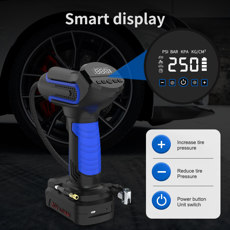 20V  car air pump mini portable battery wireless rechargeable cordless digital compressor for car tires tire inflators