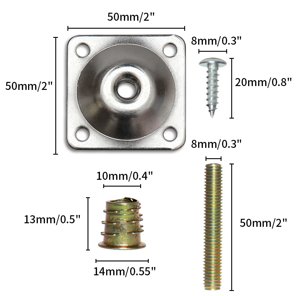 Top Leg Attachment Sofa Table Leg Mounting Plate Furniture Wood Metal Iron Square Contemporary Sofa Feet Sofas Accessories