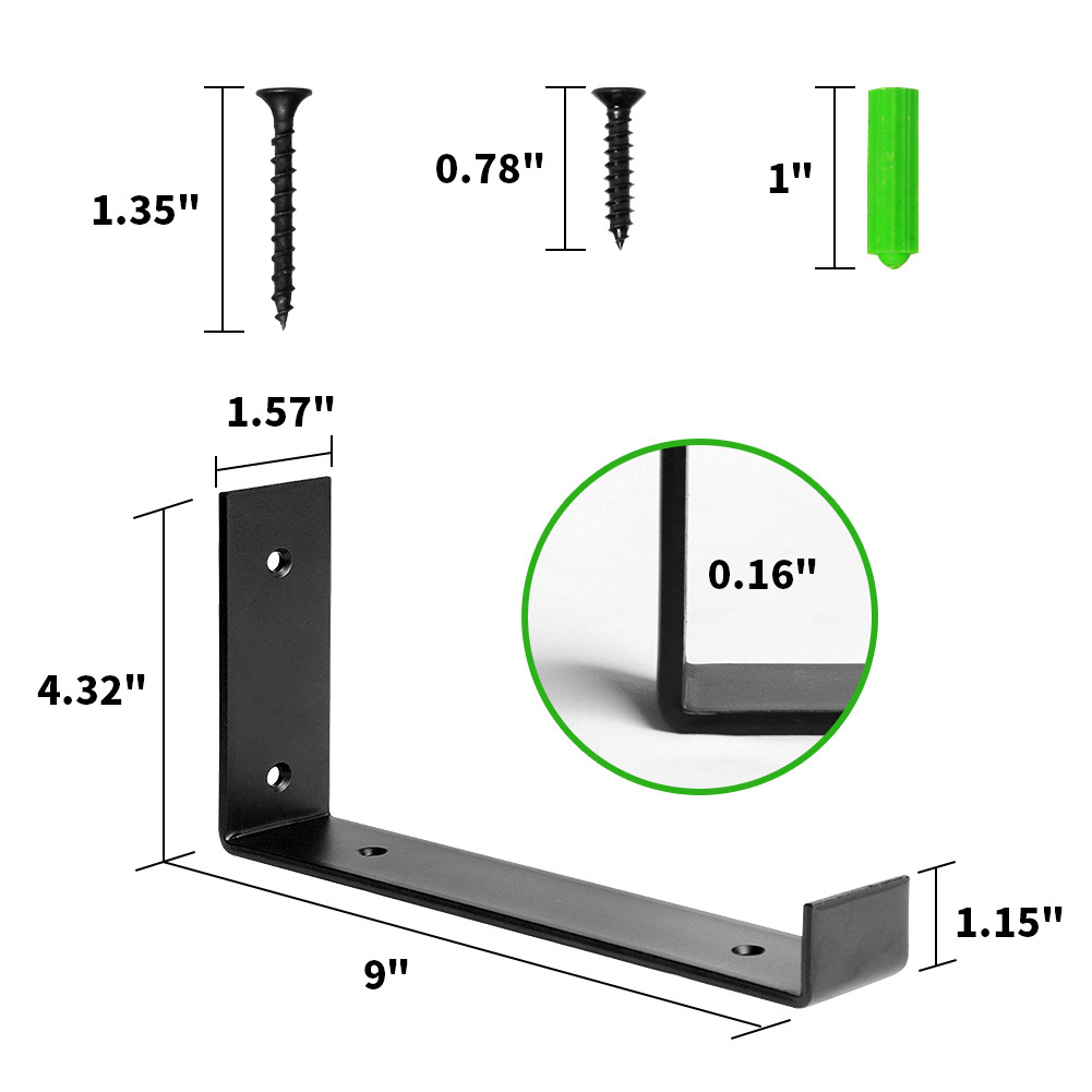 L Shelf Bracket Metal Scaffold Black Wall Floating Shelf Brackets Heavy Duty DIY Open Shelving Hardware Included Rustic Iron