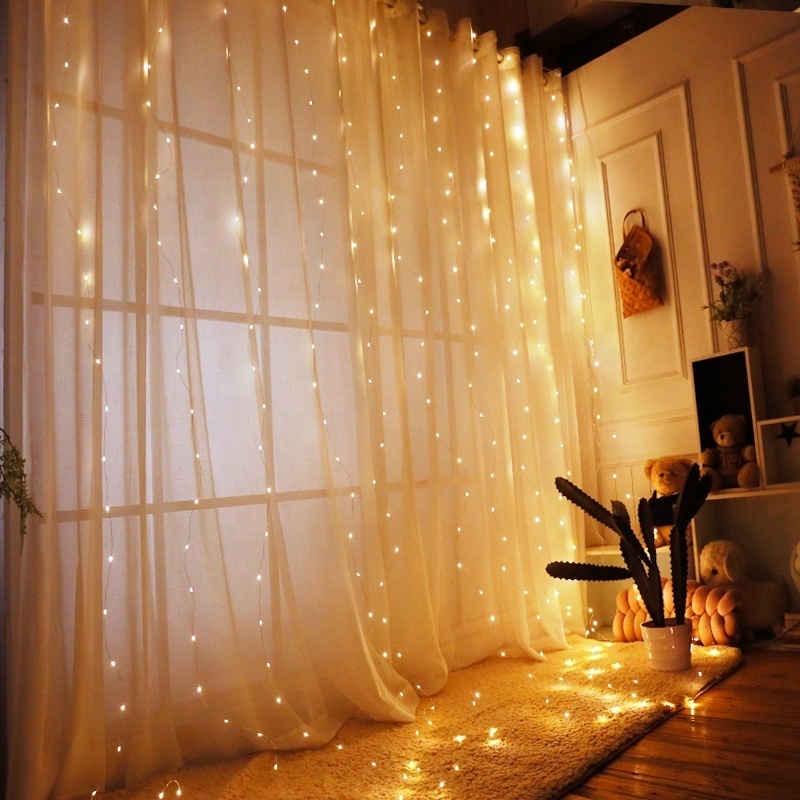 3x3m 300LED 8 Modes String Decorative Curtain lights, Window Waterproof Fairy Garland LED Curtain Light for Bedroom Decorations