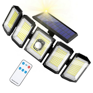 Solar Light 300 LED IP65 Waterproof Motion Sensor Outdoor 5 Heads Remote Control Solar Security Wall Light