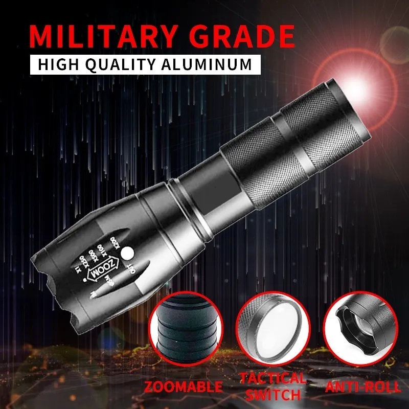 Rechargeable Super Bright Zoom Torch led Pocket Outdoor 1200 Lumen XML T6 Waterproof LED Self Flash Camping light