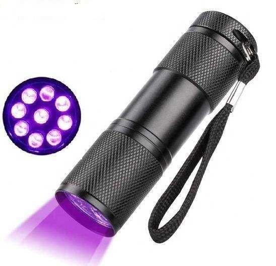 2023 Factory OEM Aluminum Alloy AAA Battery Portable EDC UV Torch Light Blacklight 395nm linterna 9 LED Mini UV Flashlight