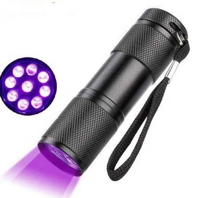 2023 Factory OEM Aluminum Alloy AAA Battery Portable EDC UV Torch Light Blacklight 395nm linterna 9 LED Mini UV Flashlight