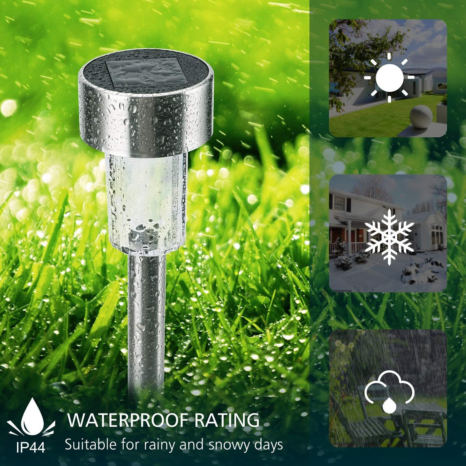 Patio Driveway Landscape Led Stainless Steel Outdoor Waterproof Solar Pathway Lights