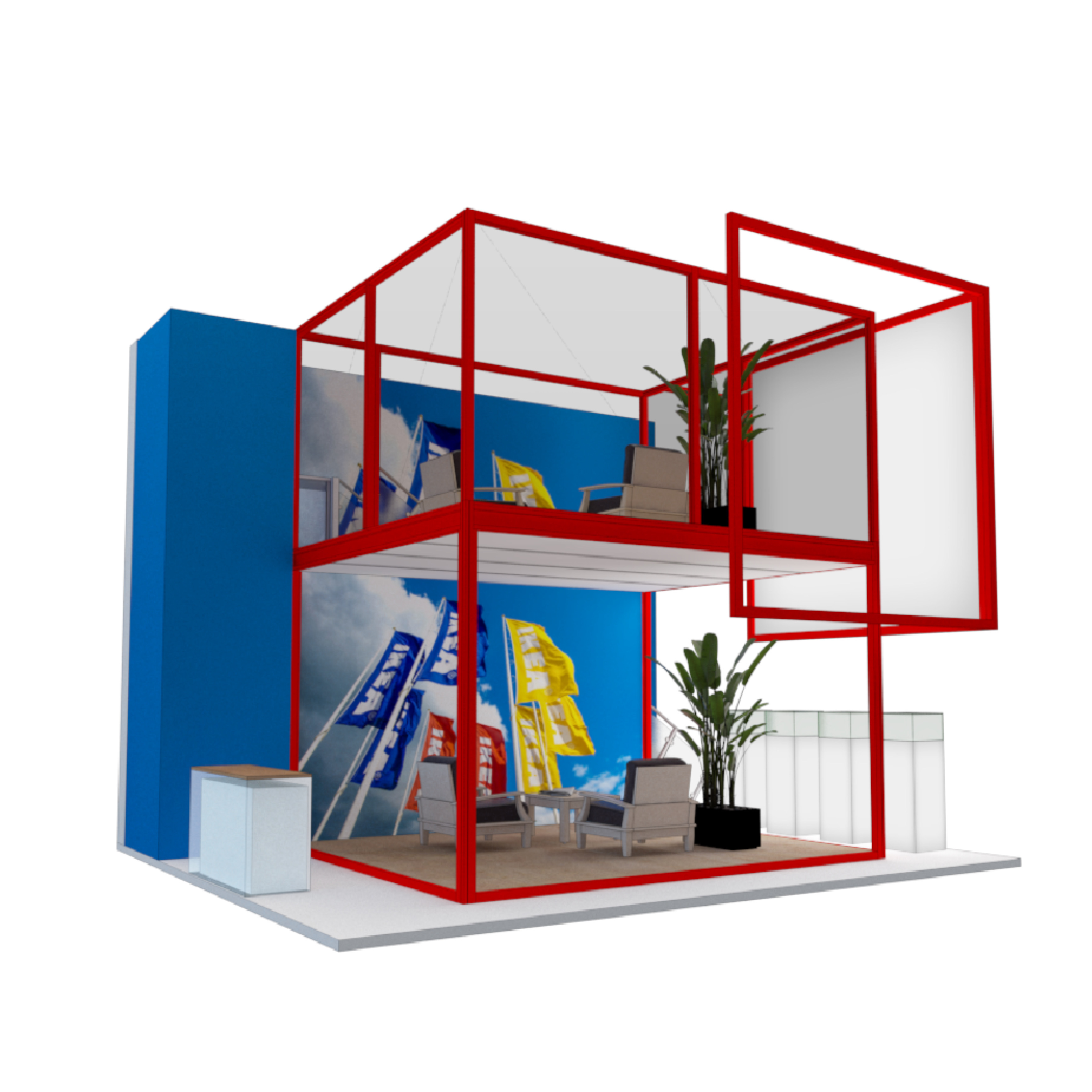 Modern Aluminum Exhibition Equipment Double Deck Exhibition Booth Trade Show Stand