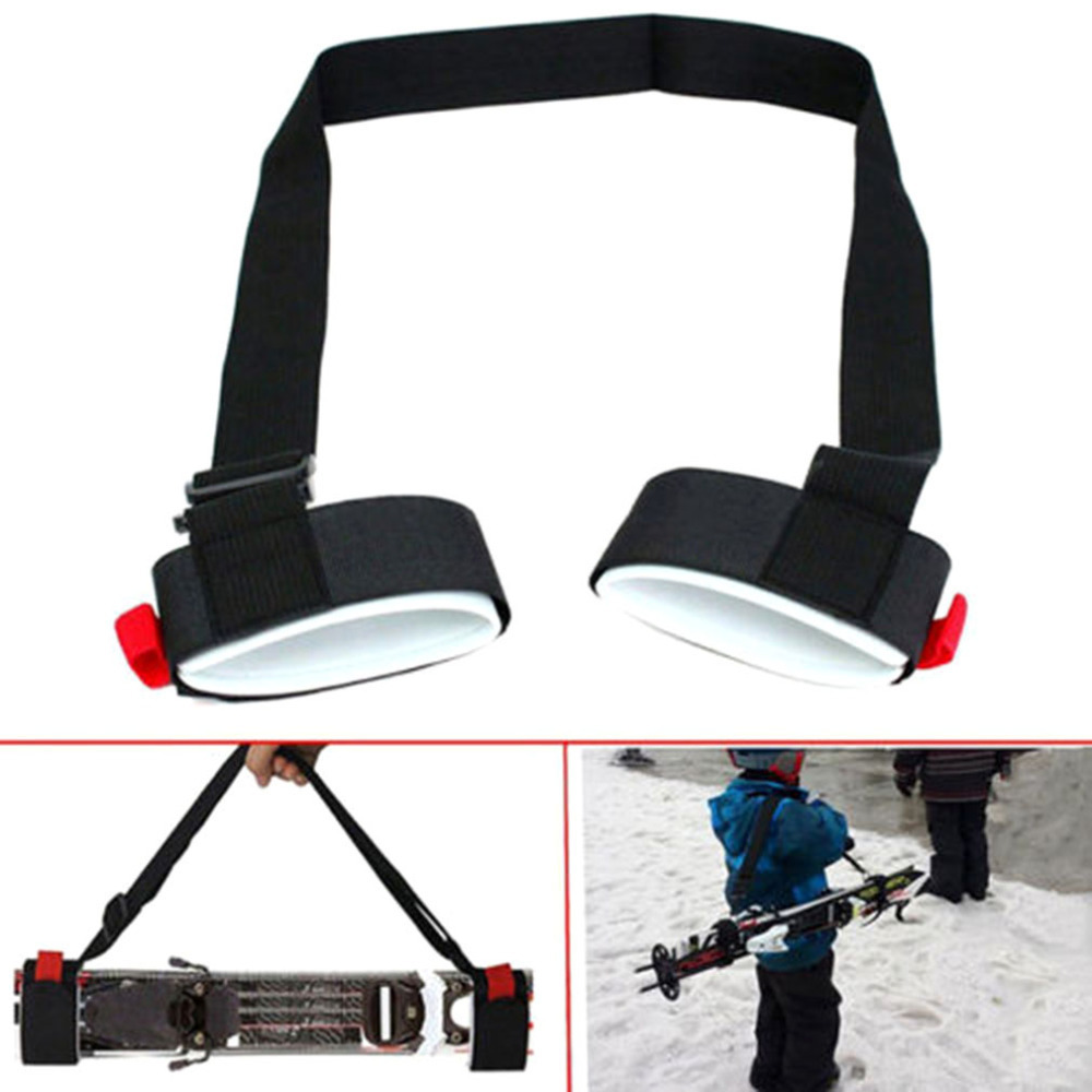 Hot Skiing Pole Shoulder Hand Carrier Lash Handle Straps Hook Loop Protecting Black Nylon Ski Handle Strap