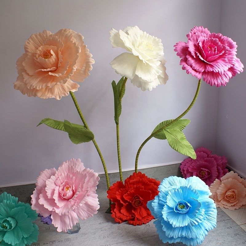 New design Wholesale 80cm Giant PE Large Flowers head Large Artificial Foam Roses Flower For Wedding Decor