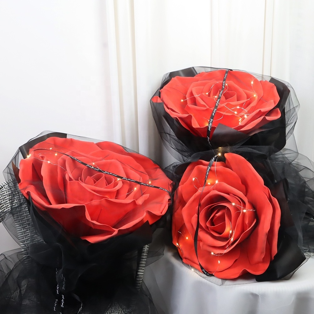 Valentine's Day PE Rose Artificial Flowers Thanksgiving Day Gift Wedding Stage Layout Flower Bouquet Handcraft Material Pack