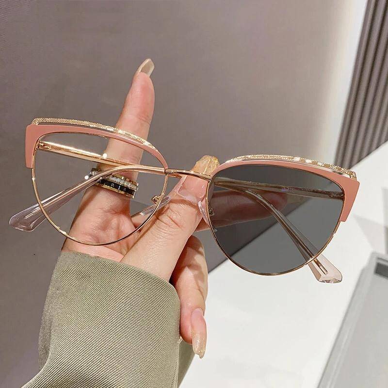 2024 New Fashion Metal Frame photochromic anti blue light glasses Wholesale optical frames high quality women glasses