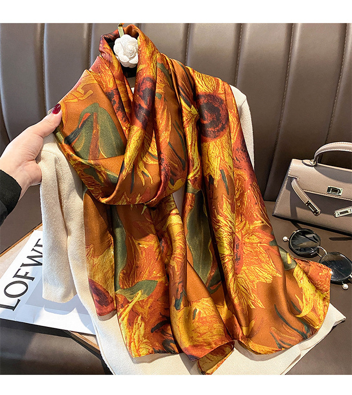 Luxury Brand Pattern Printed Silk Scarves for Ladies Summer Hijab Scarf Women Foulard Beach Stoles Soft Long Scarves Shawls