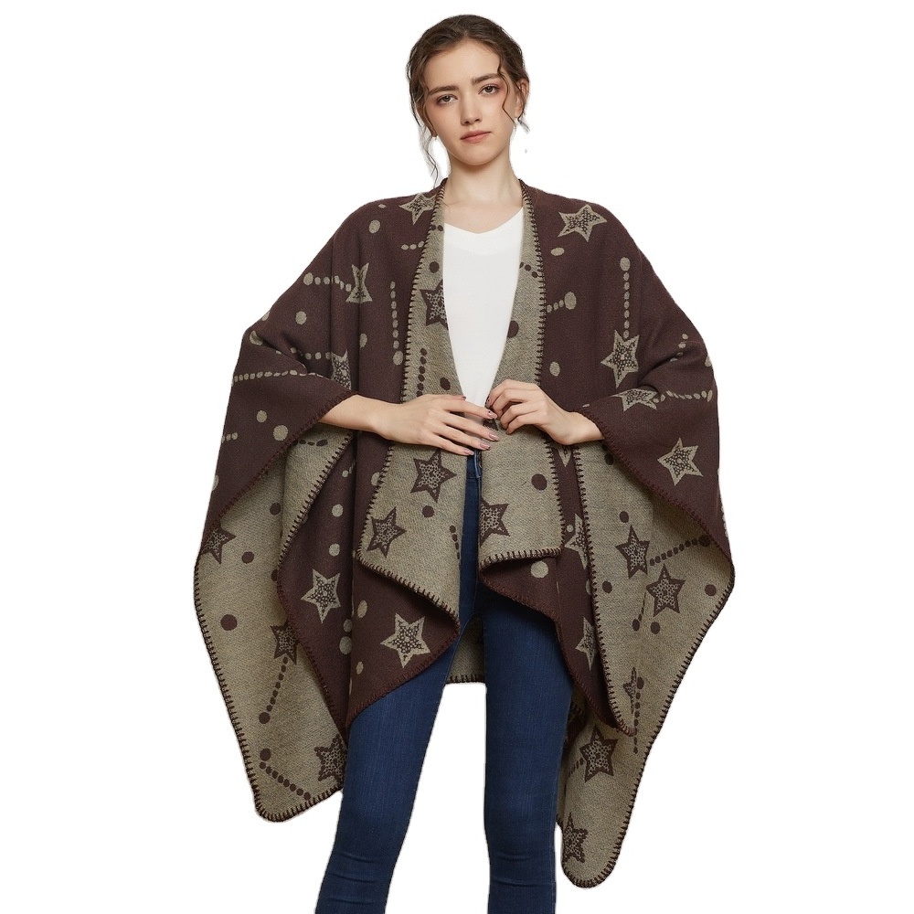 2022 Poncho  Women's  Poncho Cape Women's Travel Plaid Shawl Wrap Open Front Poncho Cape For Fall Winter