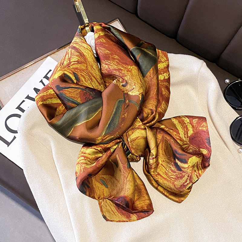 Luxury Brand Pattern Printed Silk Scarves for Ladies Summer Hijab Scarf Women Foulard Beach Stoles Soft Long Scarves Shawls