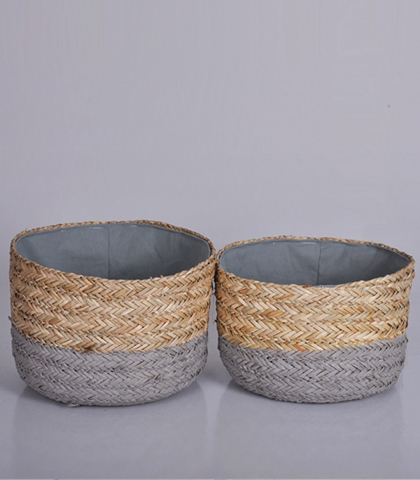 Manufacture Wicker Woven Home Decor Cleaning Vietnam Cheap Straw Laundry Basket Seagrass Bag