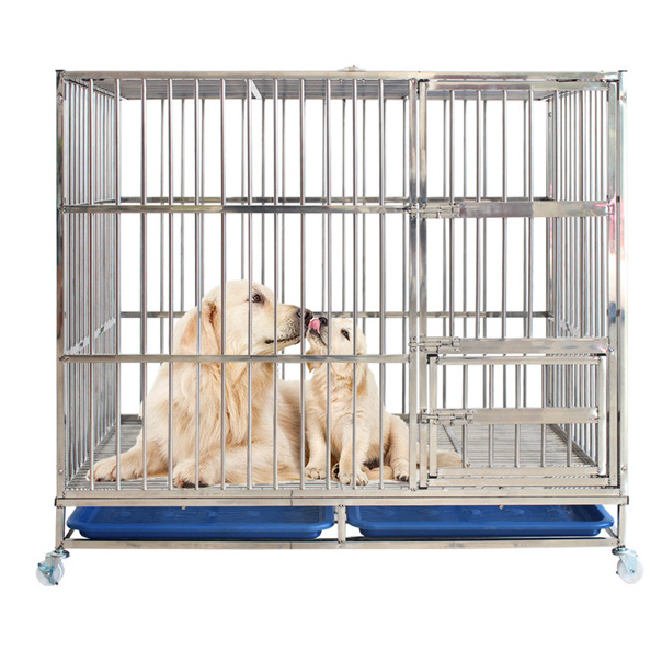 Stainless steel dog cage carriers houses metal foldable pet kennel large cat cages/pet cages