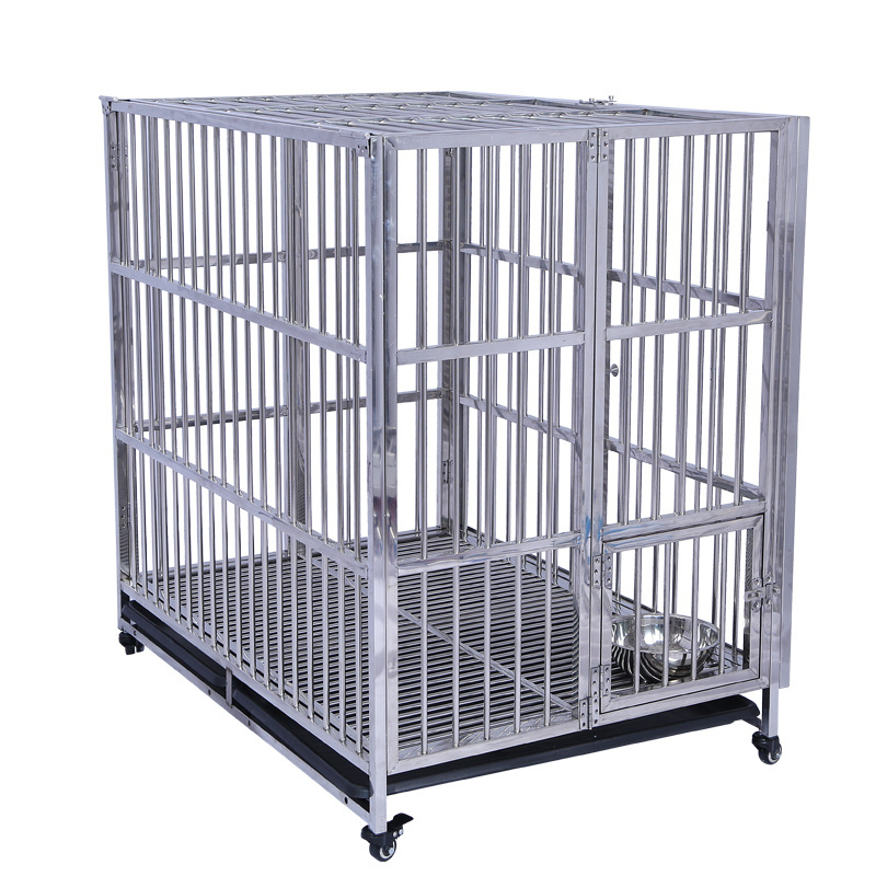 304 Stainless steel Foldable Dog Cage dog cages metal kennels  Pet Kennel Cage Heavy Duty