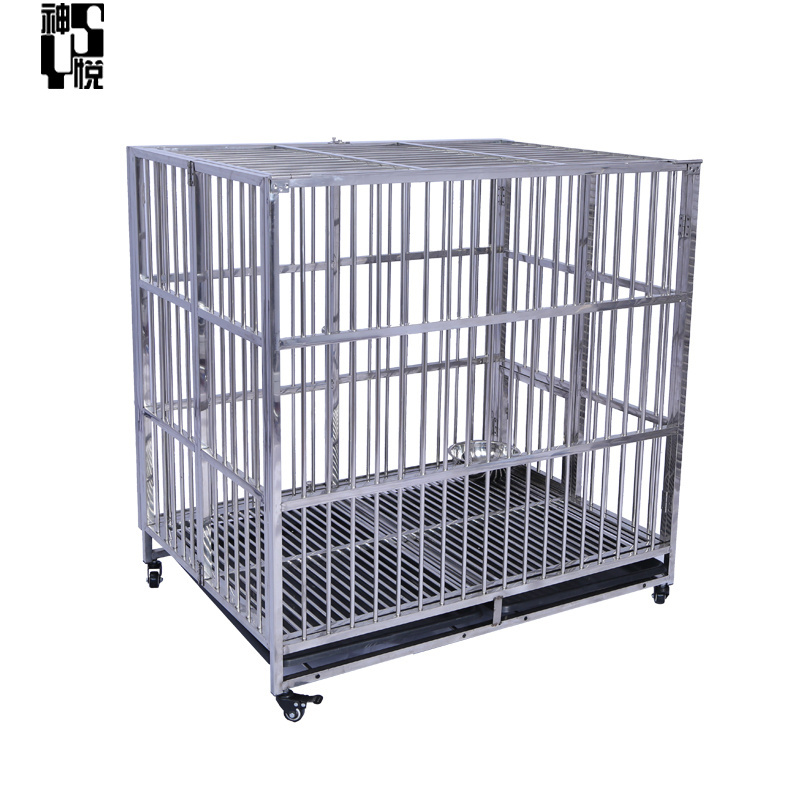 Factory direct customization Folding Metal Dog Crate Pet Heavy Duty Metal Open Top Cage w/Floor Grid Casters and Tray