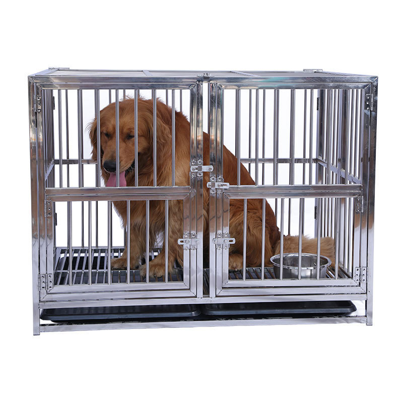 304 Stainless steel Foldable Dog Cage dog cages metal kennels  Pet Kennel Cage Heavy Duty