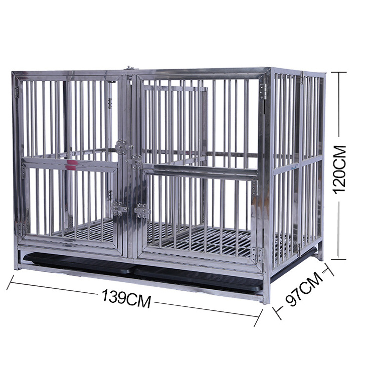 PAMPELLYA Stainless Steel Multiple Sizes Strong Folding dog metal cage with two doors