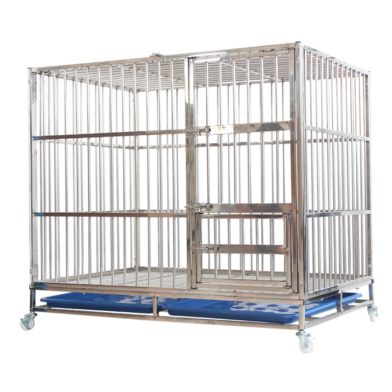 heavy duty dog crate large pet cage stainless collapsible dog cage with wheels