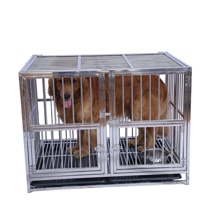 Factory direct customization Folding Metal Dog Crate Pet Heavy Duty Metal Open Top Cage w/Floor Grid Casters and Tray