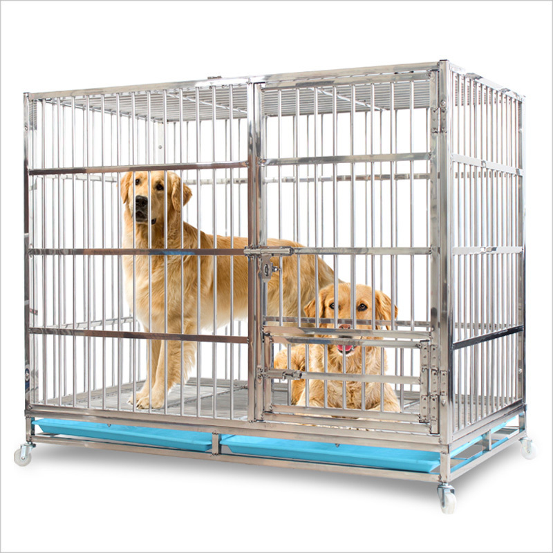 Customized Dog house Double Doors Foldable Square Stainless Steel Large Dog Crate