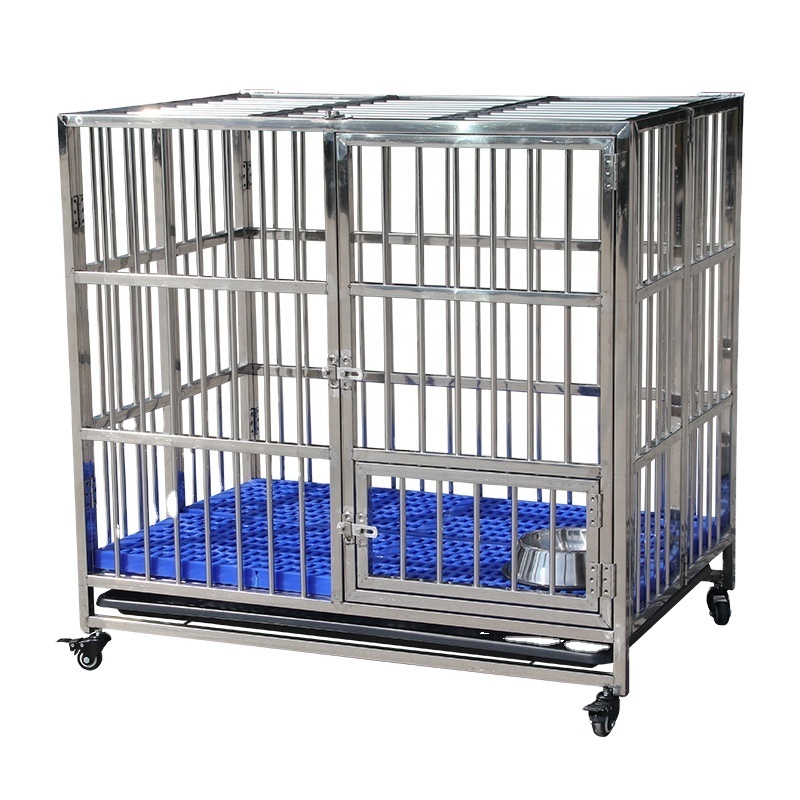 Stainless Steel Folding Dog Cages Single Door Metal Steel Pet Dog Kennel Price