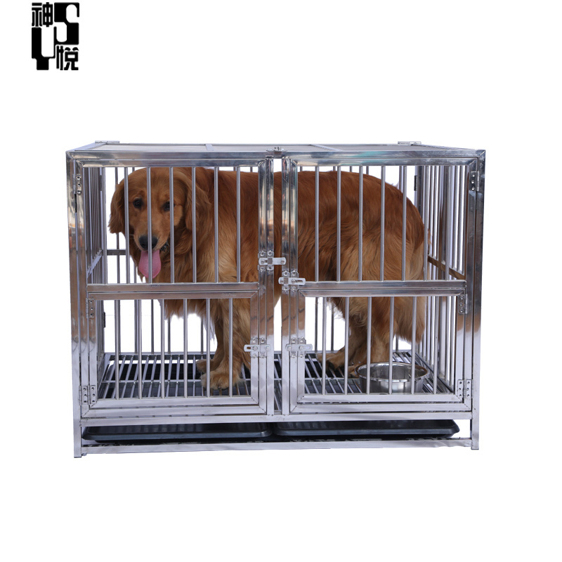 Heavy Duty Dog Crate Strong Metal Cage House Shape Pet Kennel Crate Playpen with 4 Locking Wheels