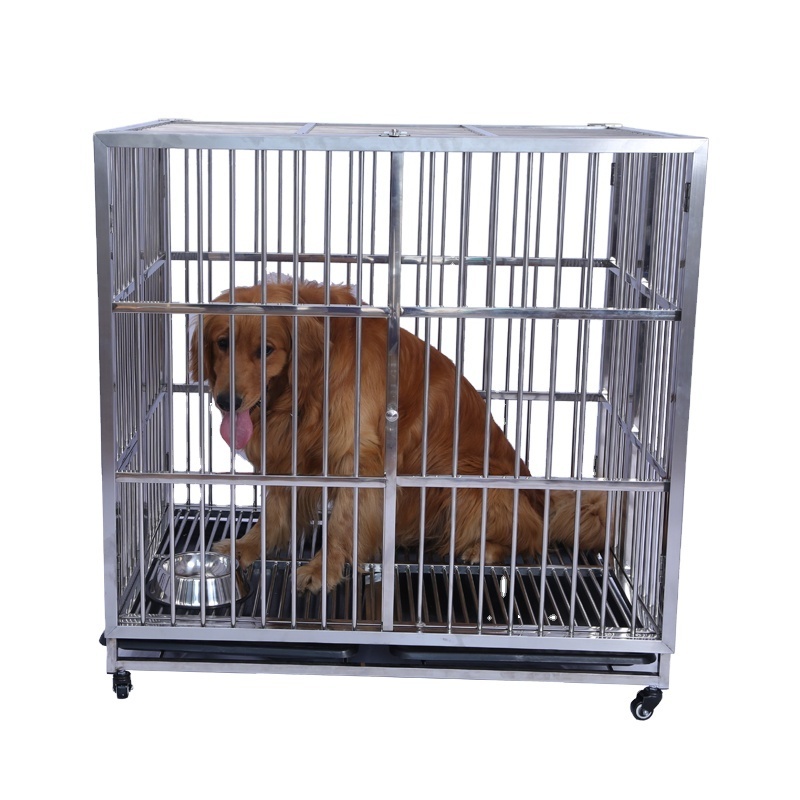 Folding Design Heavy Duty Dog Crate Metal Cage & Kennel with Removable Tray and Cover