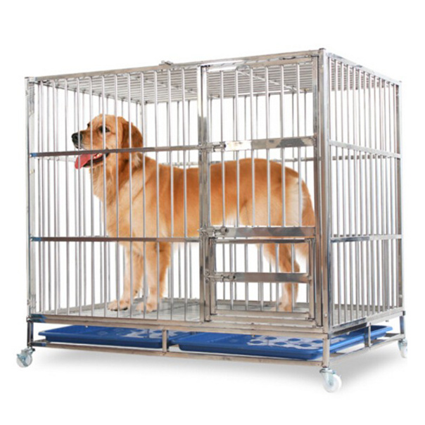 Stainless steel dog cage carriers houses metal foldable pet kennel large cat cages/pet cages