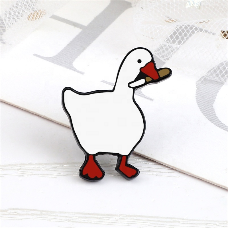 Creative cartoon goose brooch cute big white goose dagger backpack enamel badge emblem pin