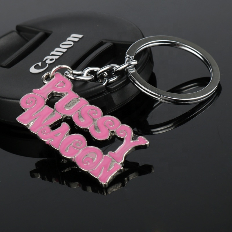 Custom Pink Letter Zinc Alloy Keychain Metal Soft Enamel Nickel Plated Keychain