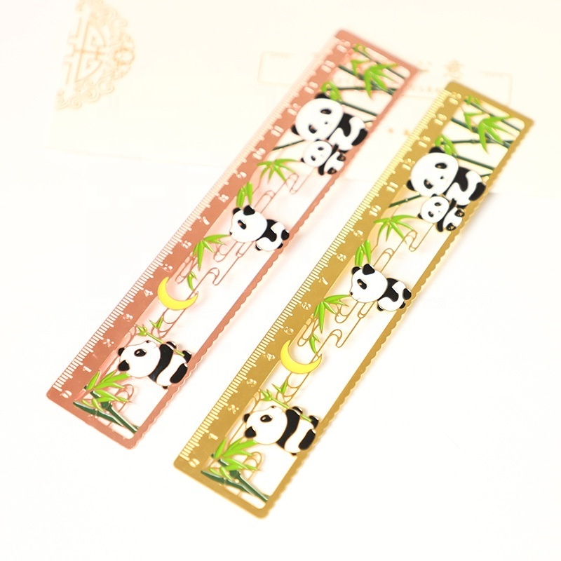 Custom Hollowed Out Straight Ruler Shape Bookmark Creative Gold Plated Metal Bookmark